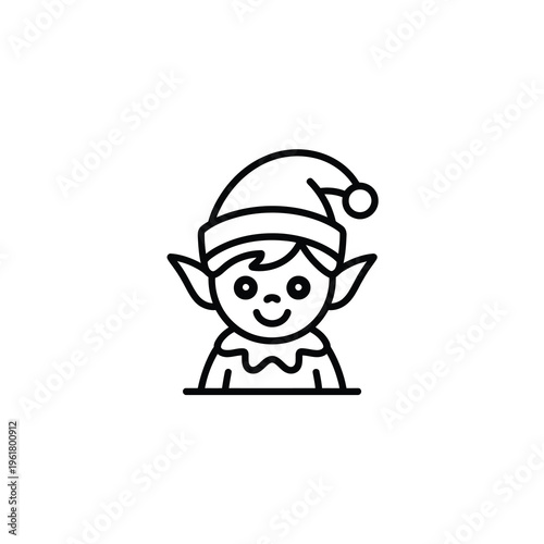 Playful vector of a smiling elf wearing a pointy hat for a festive look