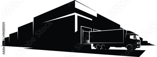 Black Truck Loading at Warehouse Dock