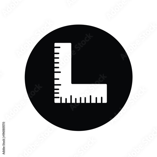 Vector of a ruler forming an l shape inside a circle