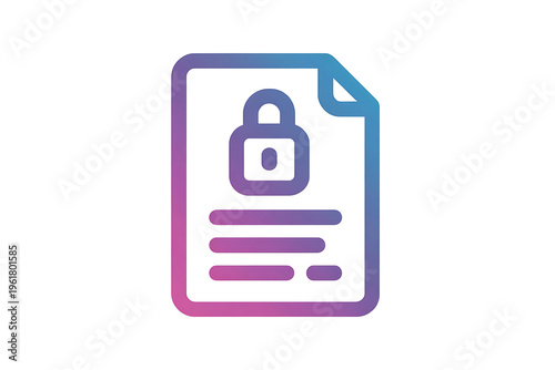 A colorful icon of a secure document with a padlock on a white background