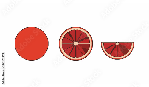 Blood orange icon set citrus fruit flat vector collection