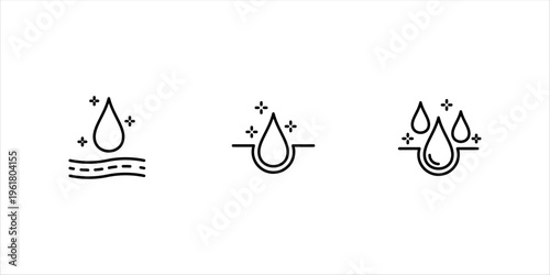 Moisture line icon set, moisturizing cream skincare sign for cosmetics packaging. vector illustration on white background, eps10.