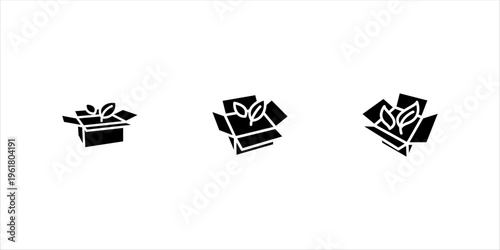 Eco packaging black icon set. vector illustration on white background, eps10.