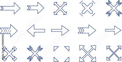 Collection of various arrow symbols and directional indicators with different styles and structures