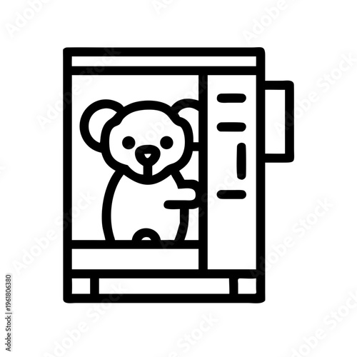 Claw machine with a cute teddy bear toy inside