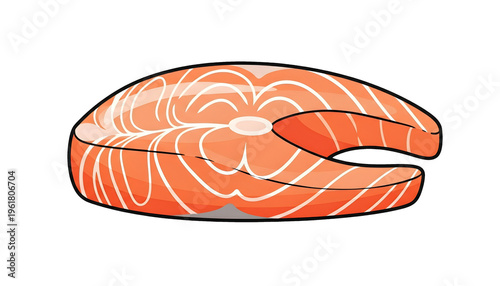 Vector illustration of a fresh salmon steak on white background