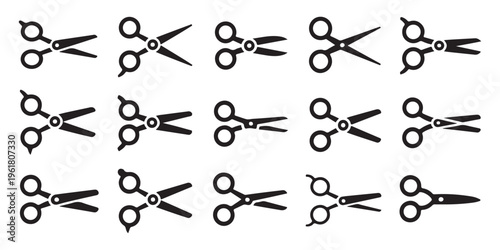 Variety of scissors icons vector graphic elements professional quality flat modern design