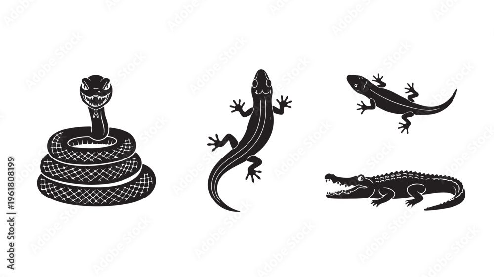 Obraz premium Reptile Silhouettes For Wildlife Concepts