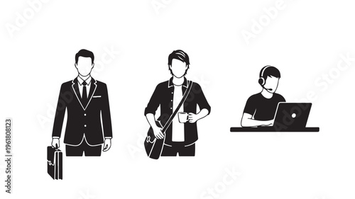 Three Men In Different Professions For Business Concepts