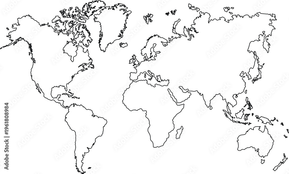 Fototapeta premium outline world map hgih quality vector 