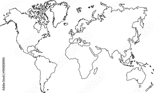 outline world map hgih quality vector 