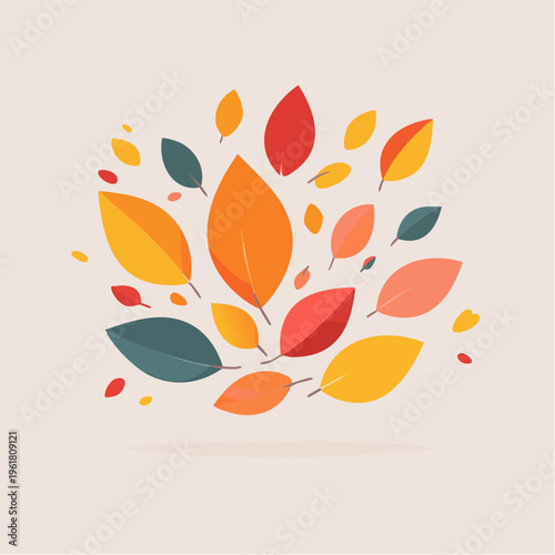 Autumn leaves illustration with warm colors and falling effect