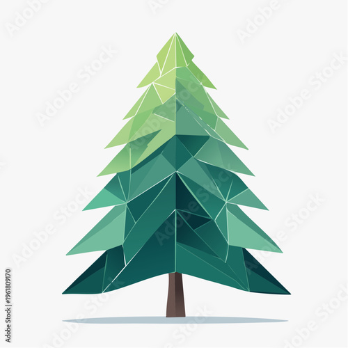 Geometric Evergreen Tree - A Low Poly Style Illustration of a Pine Tree