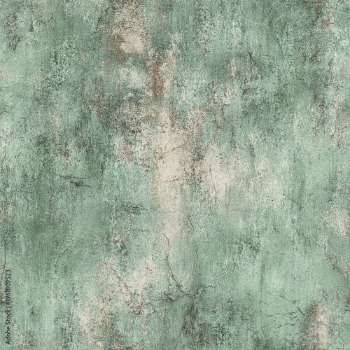 Distressed antique paper texture in soft green tones with weathered and cracked surface, creating vintage and rustic appearance for artistic or design use