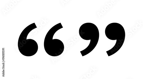 Large black double quotation marks on a plain white background, commonly used in typography for direct speech or emphasis.