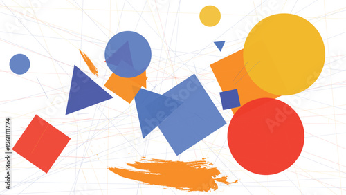 A minimalist vector composition in the style of abstractionism combines geometric shapes, creating a dynamic and modern visual effect suitable for design and illustration.