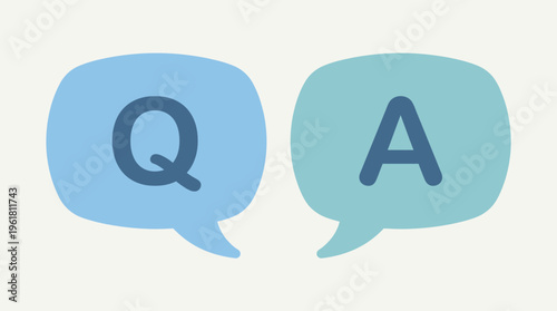Two speech bubbles with 'Q' and 'A' representing a question and answer session or frequently asked questions concept.