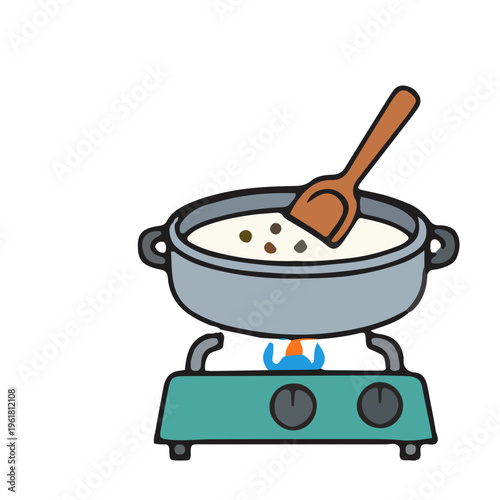 Cooking porridge on stove