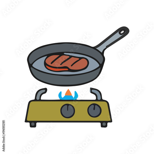 Cooking Steak on Stove Icon