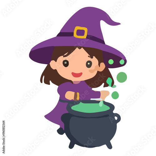 Cute Witch Brewing Potion