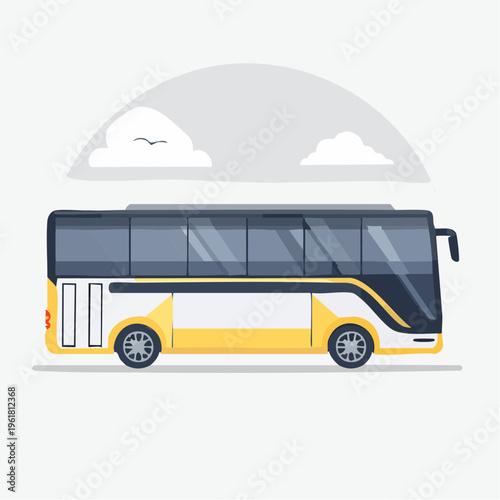 Modern intercity coach bus illustration for comfortable long-distance travel and public transportation services