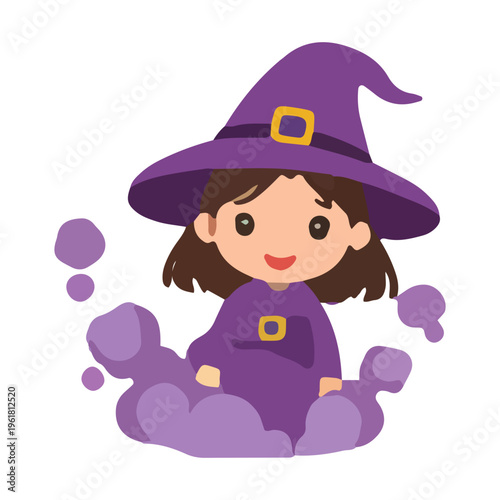 Cute Cartoon Witch Illustration