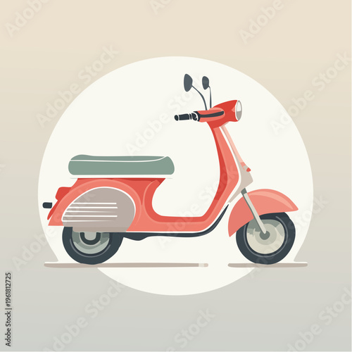 Charming retro pink scooter illustration, a classic two-wheeled vehicle for urban exploration and stylish commutes