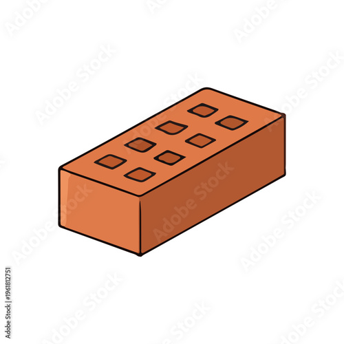 Isolated Clay Brick Illustration