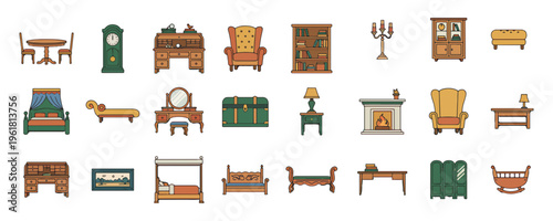 Pixel Art Vintage Furniture Set