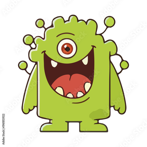 Cute Green Cartoon Monster