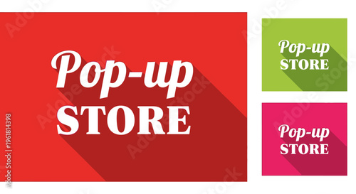 The pop-up store advertisement displays colorful temporary shop signage outdoors.