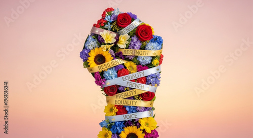 Floral Fist - A Symbol of Strength and Beauty in Unity.