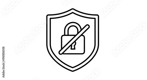 Shield with Unlocked Padlock - Security Breach and Vulnerability Concept.