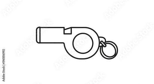 Outline Illustration of a Whistle with Keyring for Sports and Safety.