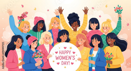 Diverse Group of Women Celebrating International Womens Day with Joy.