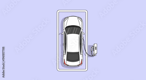 A mockup car is shown charging in a designated parking spot with a charger.