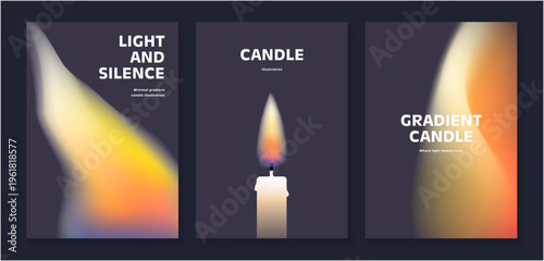 グラデーションの炎が灯るミニマルなキャンドルイラスト やさしい光と落ち着いた雰囲気の抽象デザイン