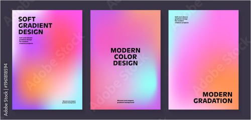 やわらかなぼかしとパステルカラーのカラフルグラデーション背景 抽象的でモダンなデザイン素材セット