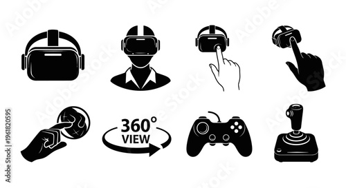 Person wearing virtual reality headset and holding controller in hand for 360-degree view
