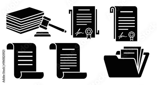 A collection of legal documents and office supplies on a desk