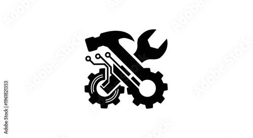 Mechanic repairs a gear with wrench and socket in a workshop.