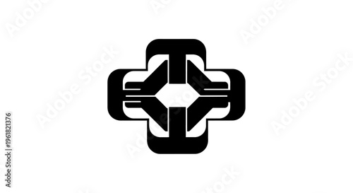 Black Graphic Cross Logo on White Background