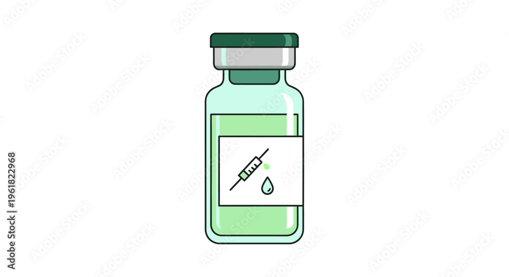 Fototapeta premium Vaccine bottle with syringe label.