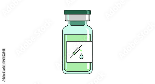 Vaccine bottle with syringe label.