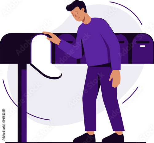 Man interacting with a large machine producing paper rolls in an industrial setting.