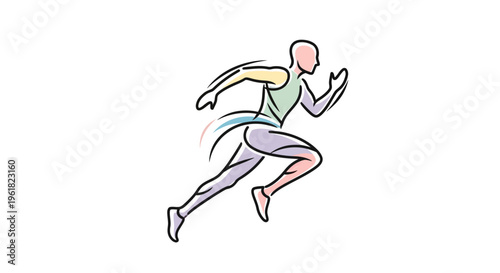 Person Running in Motion Sprinting Fast.