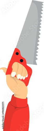 Cartoon Hand Holding Saw
