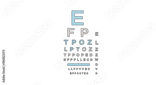 Eye chart with large blue letter.