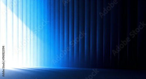 Abstract blue and white vertical gradient lines on dark background, noisy texture, banner, backdrop design