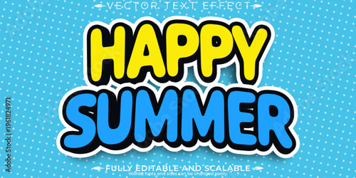Summer sale text effect, editable marketing and beach text style